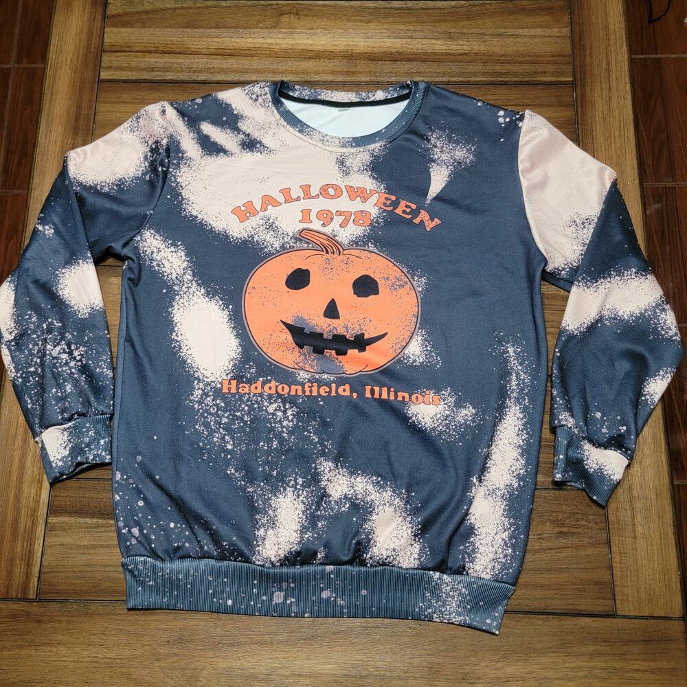 Unbranded Halloween 1978 Haddonfield, Ill Bleach Dyed LS Sweatshirt - Size Large